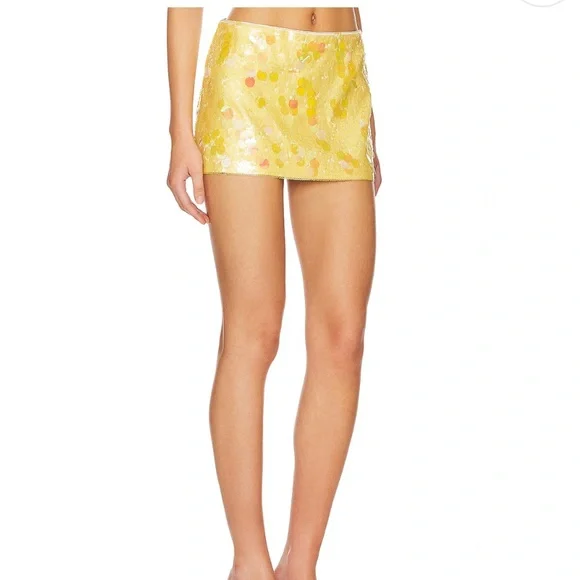 Glamorous Yellow Sequin Skirt - Picture 2 of 3